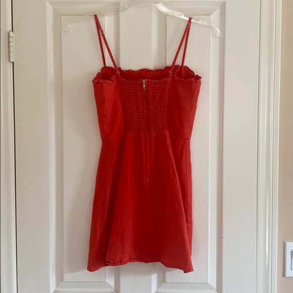 Reformation Coral Orange Linen Mini Dress - Picture 2 of 9